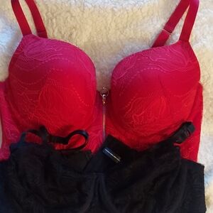 Cacique and Torrid Curve Red and Black Lace Bras